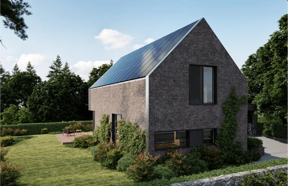 Rodinný dům s fotovoltaickou integrovanou střechou (BIPV)